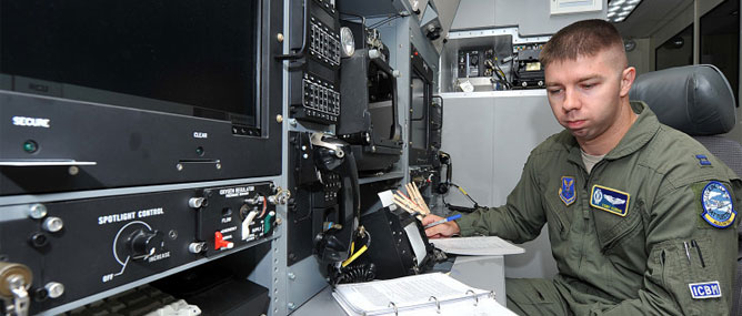 Một phi công huấn luyện về cách vận hành SACS, kiểm soát kho vũ khí hạt nhân của Mỹ