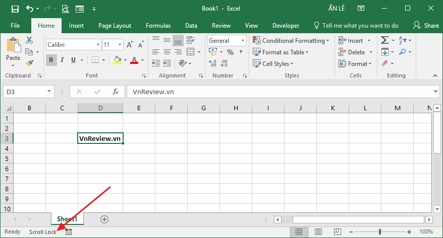 Hướng dẫn tắt Scroll Lock trên Excel
